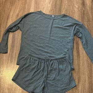 Cozy Blue Waffle Pajama Set